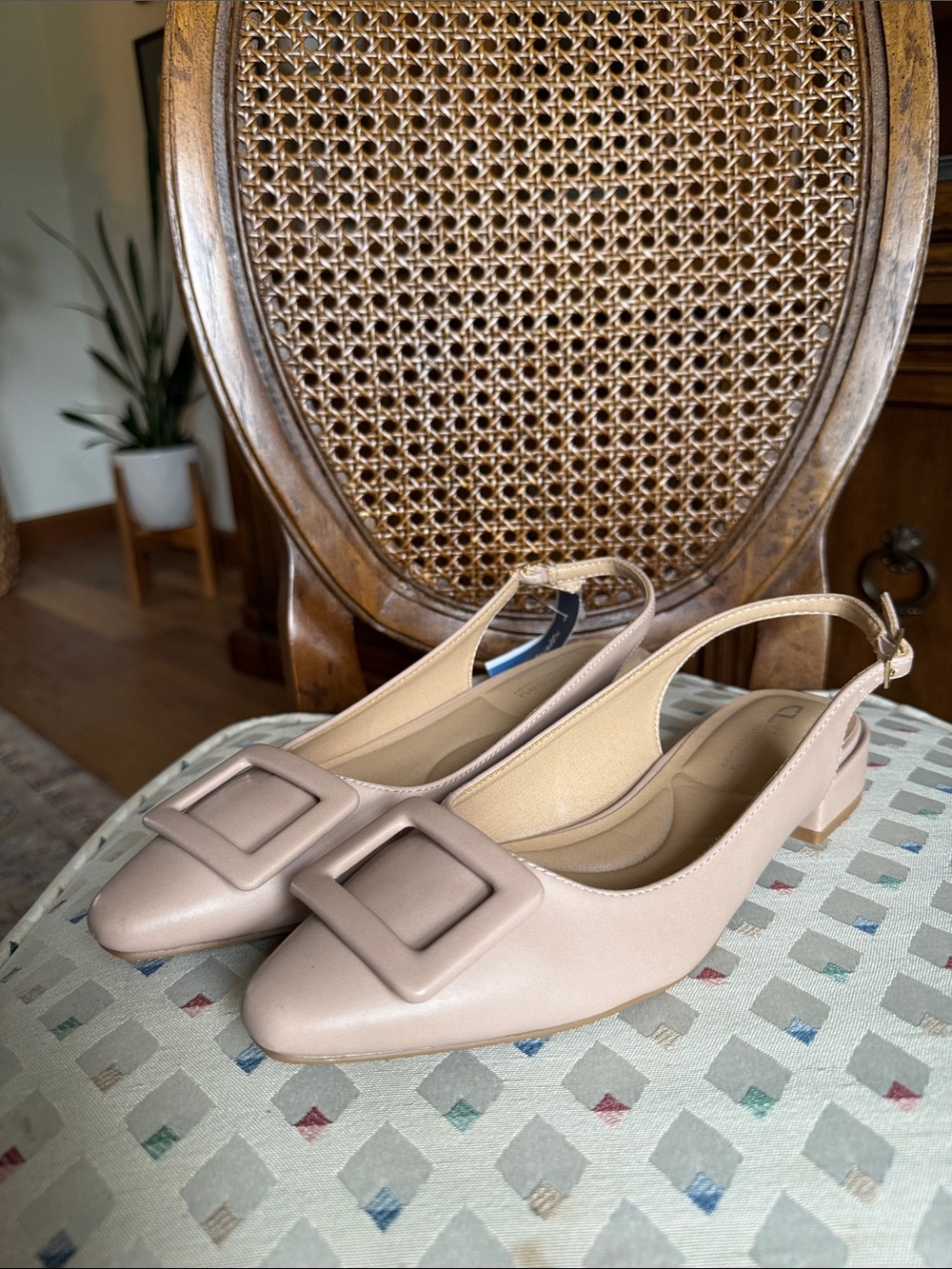 CL by Chinese Laundry Blush Beige Slingback Flats with Square Buckle
